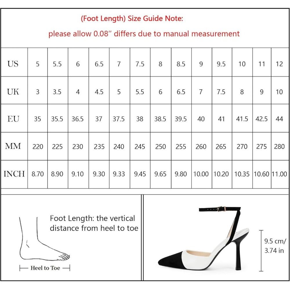 Women White/black Pumps Stiletto Wedding Dress Closed Toe Ankle Strap Heel Shoes - Picture 7 of 7